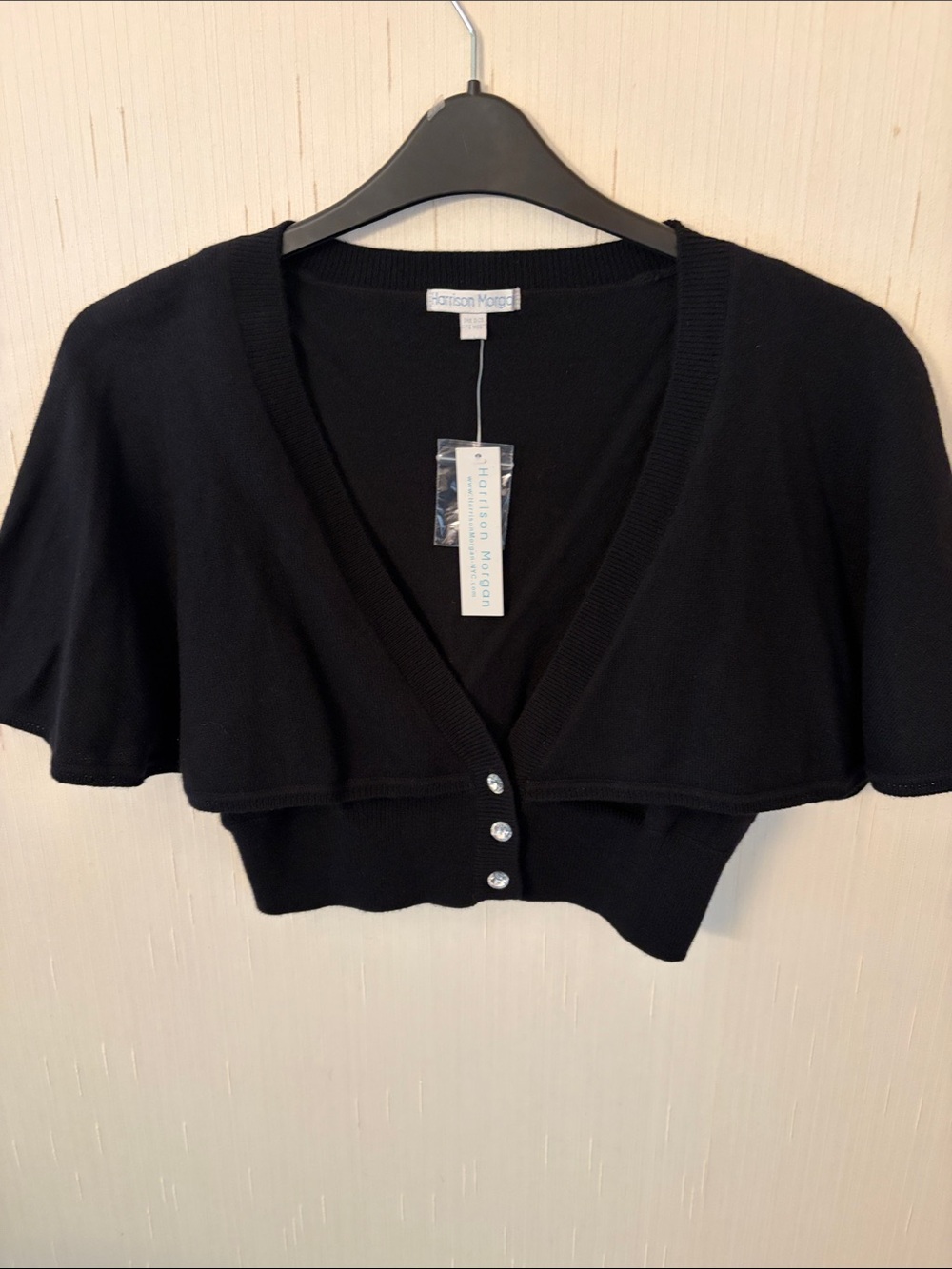 Black Cropped Button Shrug Cardigan